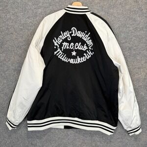 Harley Davidson Milwaukie Varsity Jacket Mens 2XL Satin Letterman MC Bomber Rare